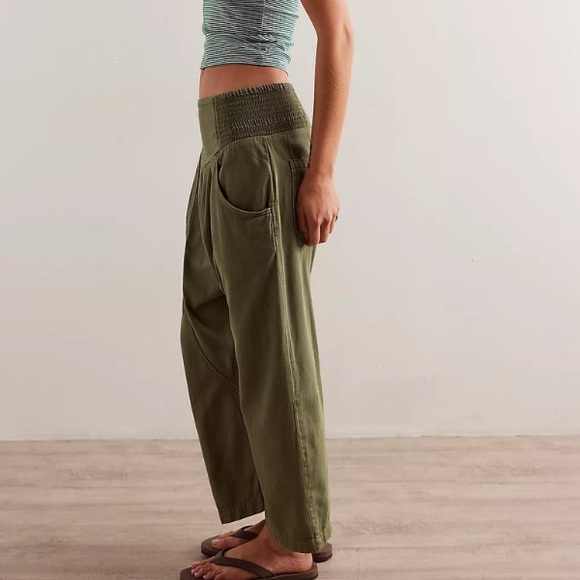 We the free linen crop harem jeans color green - Picture 2 of 4